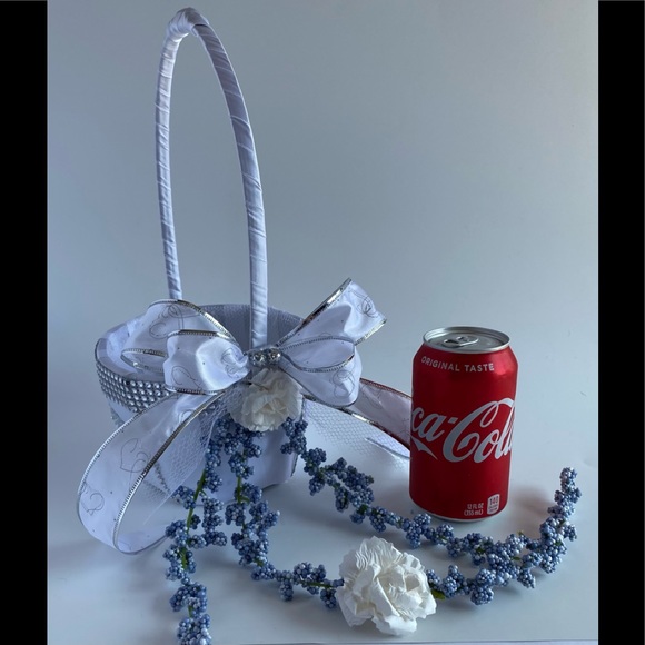 Handmade Pewter Blue Flower Girl Basket - Picture 3 of 16